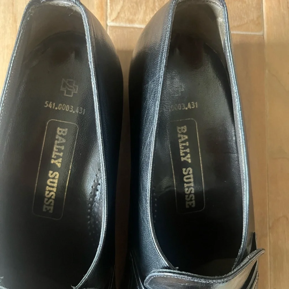 Bally Black Leather Slip-On Loafers